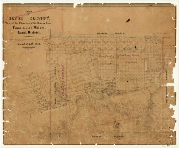 Map of Jones County West of the Clearfork of the Brazos River