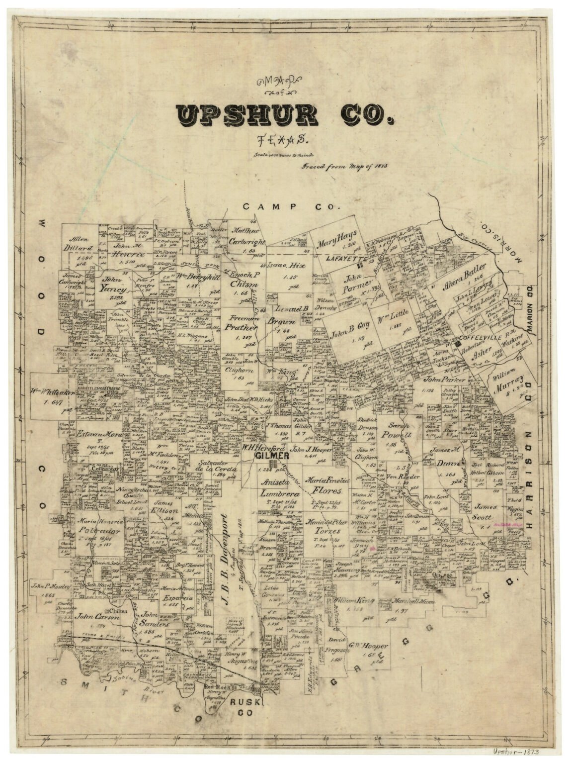 Map of Upshur County Texas Legacy of Texas